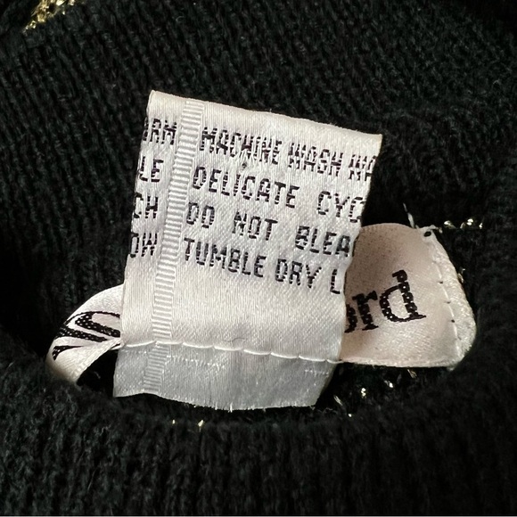 VINTAGE 80s Art Deco Gold Geometric Knit Sweater Mockneck Oversized Pullover M - Picture 5 of 5